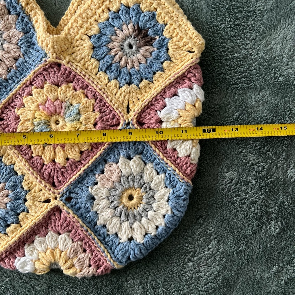 Handmade Crochet Bag 
100% Cotton – Boho Granny Square Tote - Picture 5 of 6